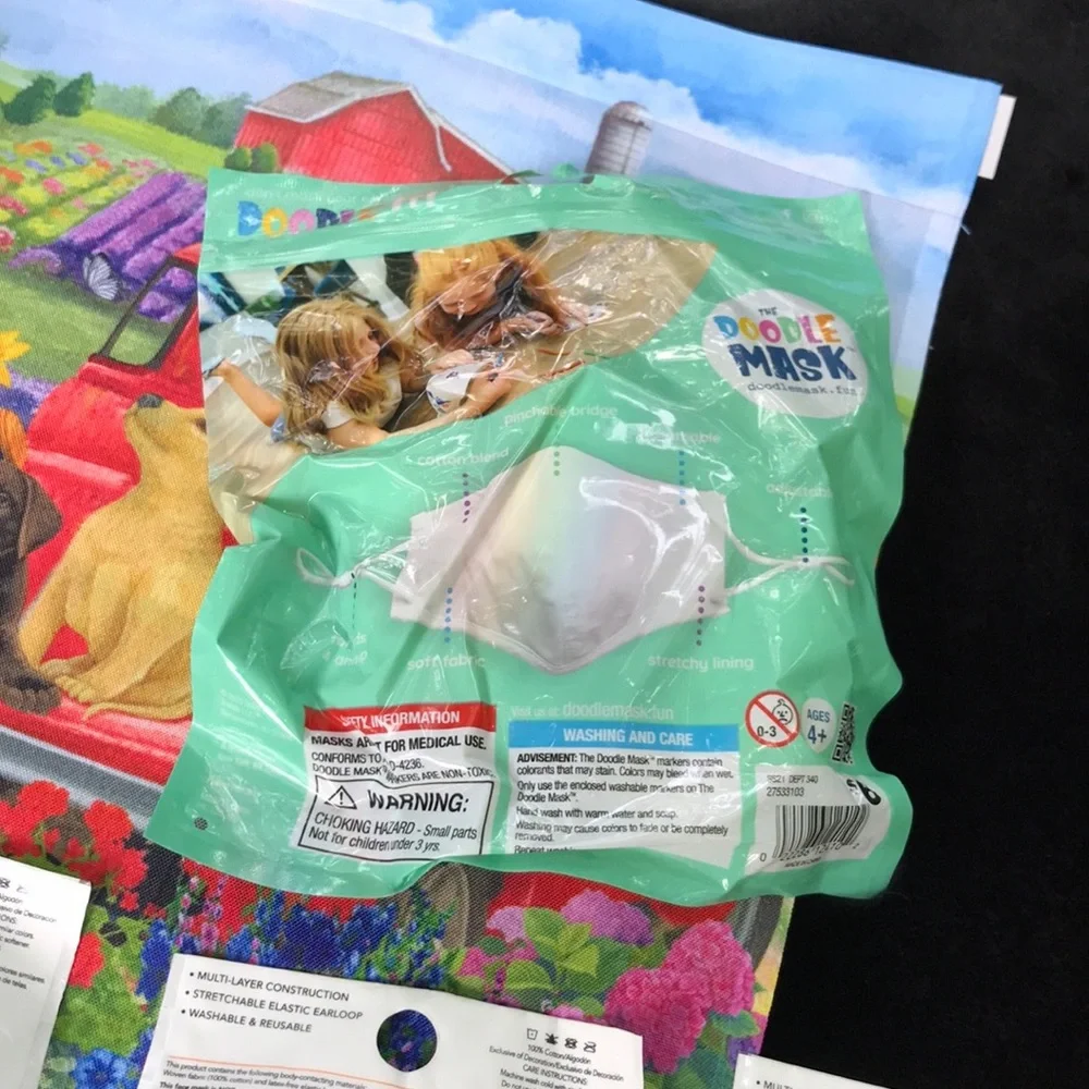 NWT 13 Reusable Children’s Face Masks 3 Packs of 3 & 1Pk of 4 Doodle Masks Space